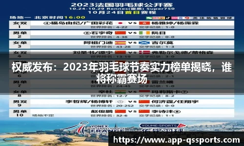 权威发布：2023年羽毛球节奏实力榜单揭晓，谁将称霸赛场